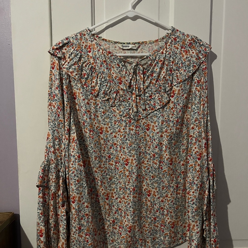 Sonoma Multicolor Floral Blouse with Ruffles